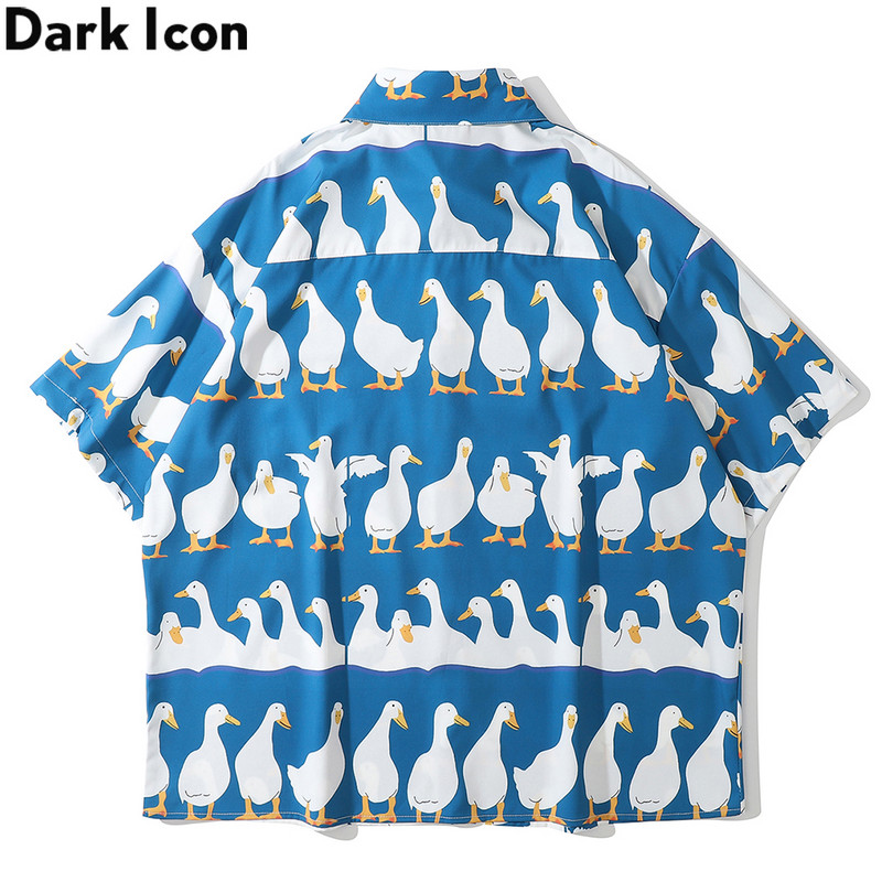 Sötét ikon Vicces nyomott, túlméretezett férfi ing, 2021 Nyári Ünnep Hawaii Ingek Férfi 2 legjobb szín