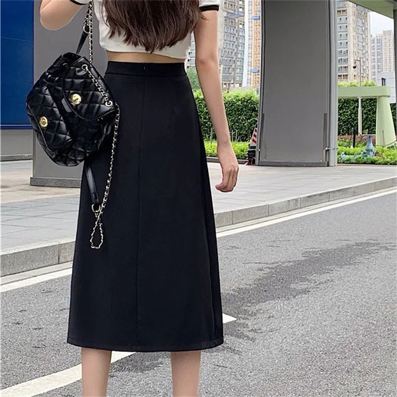 Utcai ruházat Y2k ruhák női cipzáras magas derekú A vonalú midi szoknyák nyári fekete plusz 4xl hasított szoknyák bő, mindenhez illő szoknyák