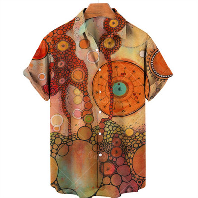 Férfi kültéri közösségi ing 3D nyomtatással, rövid ujjú felső hawaii stílusban, világos mintával, hétköznapi divatos utcai stílusban