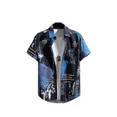 Jauns 3D lielizmēra ģeometriski apdrukāts havajiešu krekls vasaras pludmales ikdienas kleita ar īsām piedurknēm ar ērtu ķīniešu stilu