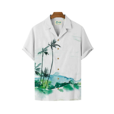 Jauns 3D lielizmēra ģeometriski apdrukāts havajiešu krekls vasaras pludmales ikdienas kleita ar īsām piedurknēm ar ērtu ķīniešu stilu