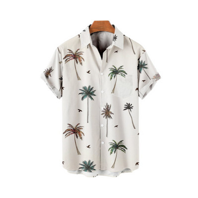 Jauns 3D lielizmēra ģeometriski apdrukāts havajiešu krekls vasaras pludmales ikdienas kleita ar īsām piedurknēm ar ērtu ķīniešu stilu