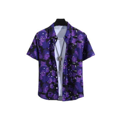 Jauns 3D lielizmēra ģeometriski apdrukāts havajiešu krekls vasaras pludmales ikdienas kleita ar īsām piedurknēm ar ērtu ķīniešu stilu