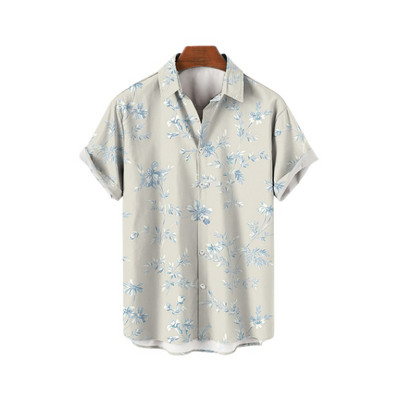 Jauns 3D lielizmēra ģeometriski apdrukāts havajiešu krekls vasaras pludmales ikdienas kleita ar īsām piedurknēm ar ērtu ķīniešu stilu