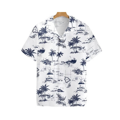 Jauns 3D lielizmēra ģeometriski apdrukāts havajiešu krekls vasaras pludmales ikdienas kleita ar īsām piedurknēm ar ērtu ķīniešu stilu