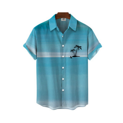 Jauns 3D lielizmēra ģeometriski apdrukāts havajiešu krekls vasaras pludmales ikdienas kleita ar īsām piedurknēm ar ērtu ķīniešu stilu