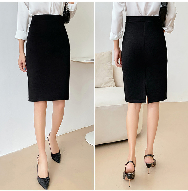 Qooth Summer Women Bodycon Fusta Creion Plus Size Split 6XL Fuste cu talie înaltă Moda Office Lady Fusta lungă elegantă QT951