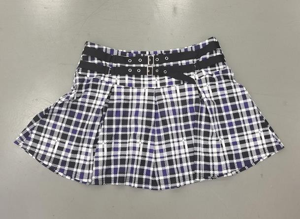 ROSEGAL Mini kroku svārki Liela izmēra rūtaini sprādzes Grombas Plaidi Detalizēti svārki Sieviešu elastīgs viduklis Ielas apģērba pamati Apakšdaļas