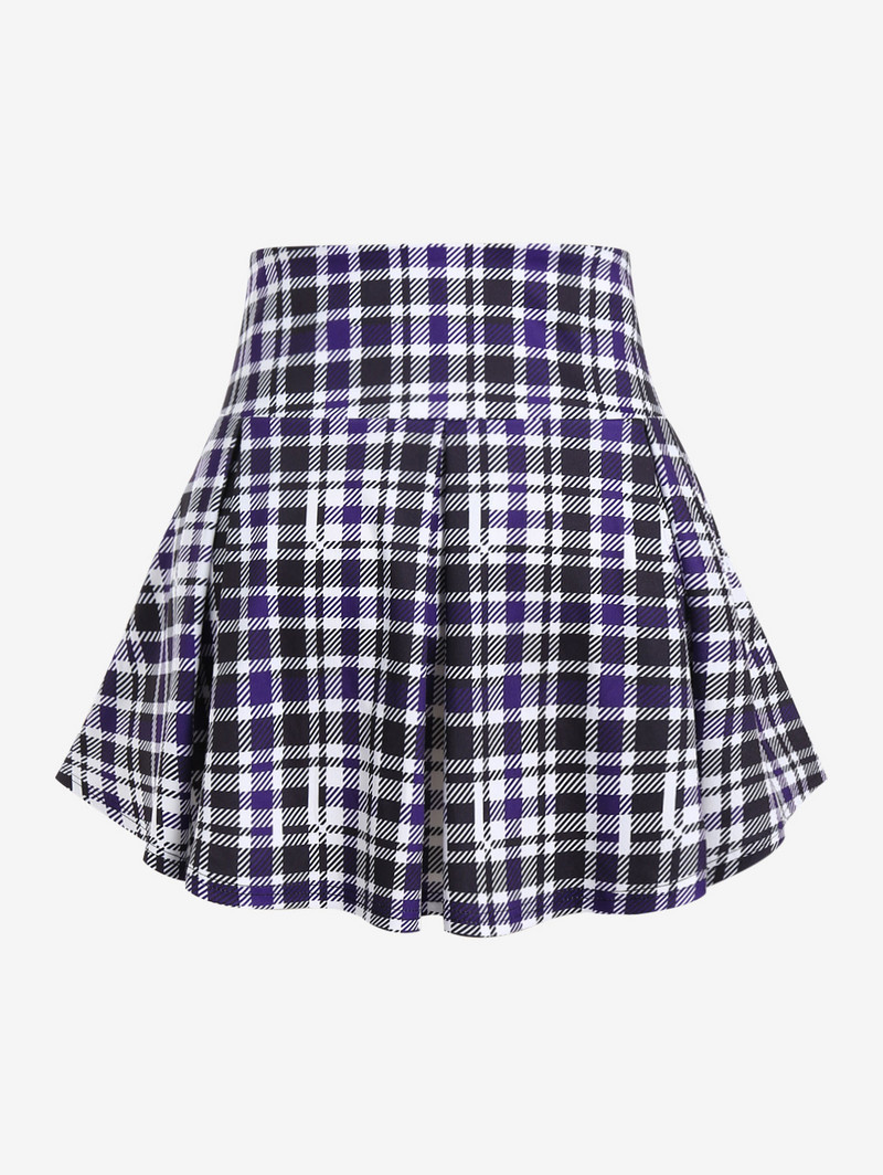 ROSEGAL Mini kroku svārki Liela izmēra rūtaini sprādzes Grombas Plaidi Detalizēti svārki Sieviešu elastīgs viduklis Ielas apģērba pamati Apakšdaļas