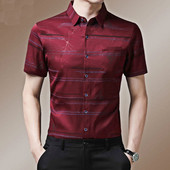 Vīriešu vasaras svītraini apdruka, polo-kakla vīriešu apģērbi 2023. gada jauns plāns biznesa krekls ar piedurknēm vīriešu krekls, topi T-krekli, krekli un blūze