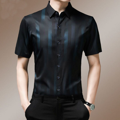 Vīriešu vasaras svītraini apdruka, polo-kakla vīriešu apģērbi 2023. gada jauns plāns biznesa krekls ar piedurknēm vīriešu krekls, topi T-krekli, krekli un blūze