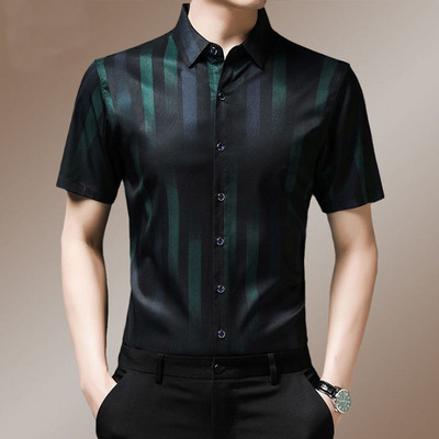 Vīriešu vasaras svītraini apdruka, polo-kakla vīriešu apģērbi 2023. gada jauns plāns biznesa krekls ar piedurknēm vīriešu krekls, topi T-krekli, krekli un blūze