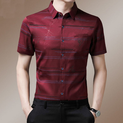 Vīriešu vasaras svītraini apdruka, polo-kakla vīriešu apģērbi 2023. gada jauns plāns biznesa krekls ar piedurknēm vīriešu krekls, topi T-krekli, krekli un blūze