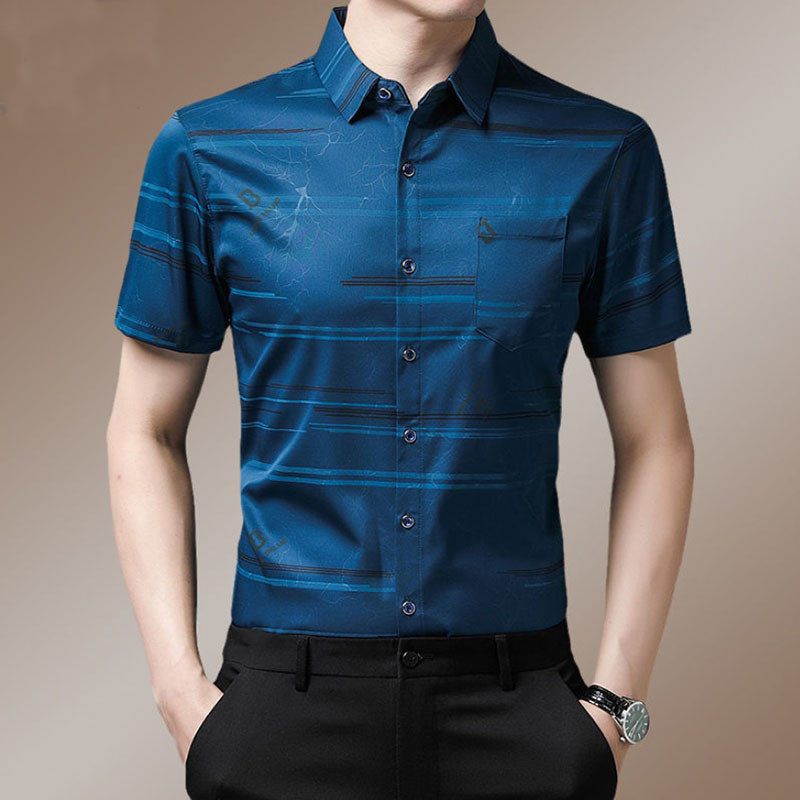 Vīriešu vasaras svītraini apdruka, polo-kakla vīriešu apģērbi 2023. gada jauns plāns biznesa krekls ar piedurknēm vīriešu krekls, topi T-krekli, krekli un blūze