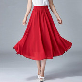 Ανοιξιάτικες μακριές σιφόν φούστες 2023 Γυναικείες φούστες με πλισέ μέση με ψηλή ελαστική καλοκαιρινή φούστα συν μέγεθος Vestidos Fashion party φούστες