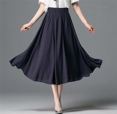 Ανοιξιάτικες μακριές σιφόν φούστες 2023 Γυναικείες φούστες με πλισέ μέση με ψηλή ελαστική καλοκαιρινή φούστα συν μέγεθος Vestidos Fashion party φούστες
