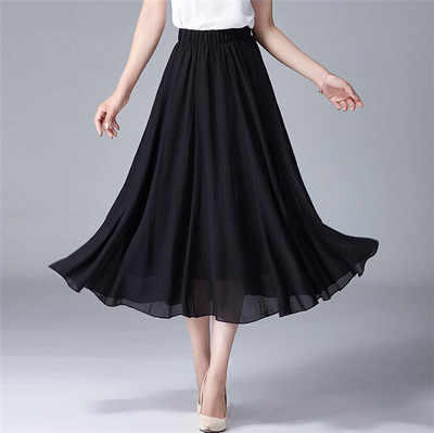 Ανοιξιάτικες μακριές σιφόν φούστες 2023 Γυναικείες φούστες με πλισέ μέση με ψηλή ελαστική καλοκαιρινή φούστα συν μέγεθος Vestidos Fashion party φούστες