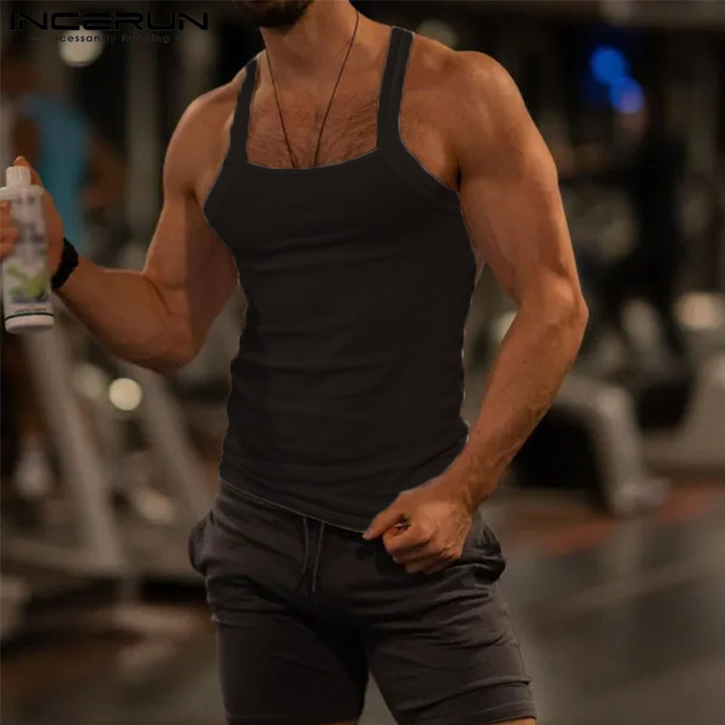 Ανδρικά φανελάκια 2023 μονόχρωμα αμάνικα γιλέκα με λαιμόκοψη ανδρικά καλοκαιρινά streetwear Skinny casual ανδρικά ρούχα S-5XL INCERUN