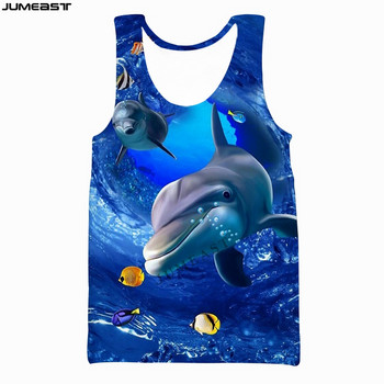 Jumeast Y2k Ανδρικά Γυναικεία Γιλέκο με 3D τυπωμένο χιπ χοπ θαλάσσια ζώα με κοντομάνικο δελφίνι αθλητικό πουλόβερ καλοκαιρινά μπλουζάκια μπλουζάκια