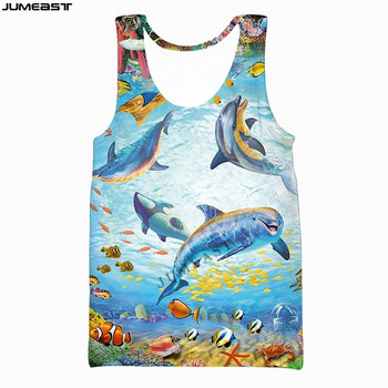 Jumeast Y2k Ανδρικά Γυναικεία Γιλέκο με 3D τυπωμένο χιπ χοπ θαλάσσια ζώα με κοντομάνικο δελφίνι αθλητικό πουλόβερ καλοκαιρινά μπλουζάκια μπλουζάκια