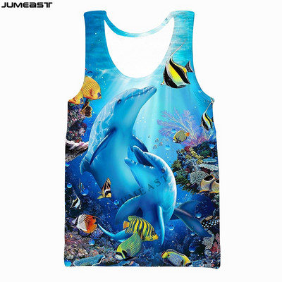 Jumeast Y2k Bărbați Femei Vestă Imprimată 3D Hip Hop Animale de mare Delfin Pulover Sport cu mânecă scurtă Vară Tank Topuri Tricouri