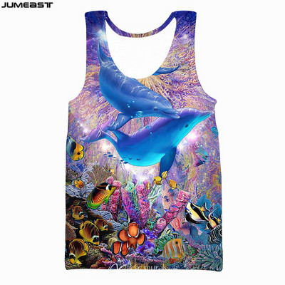Jumeast Y2k Ανδρικά Γυναικεία Γιλέκο με 3D τυπωμένο χιπ χοπ θαλάσσια ζώα με κοντομάνικο δελφίνι αθλητικό πουλόβερ καλοκαιρινά μπλουζάκια μπλουζάκια