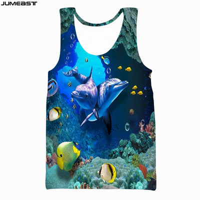 Jumeast Y2k Ανδρικά Γυναικεία Γιλέκο με 3D τυπωμένο χιπ χοπ θαλάσσια ζώα με κοντομάνικο δελφίνι αθλητικό πουλόβερ καλοκαιρινά μπλουζάκια μπλουζάκια