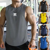 Vasaras fitnesa veste bez piedurknēm vīriešiem ātri žūstošs sporta modes krekls basketbola treniņu krekls āra skriešanai