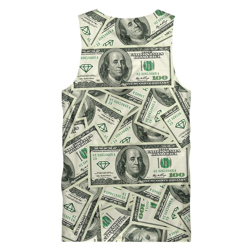CJLM Muške majice bez rukava 2018. Ljetna majica s 3d šaljivim printom u američkim dolarima Hombre Hip Hop ulična odjeća Prsluk bez rukava Ležerne potkošulje