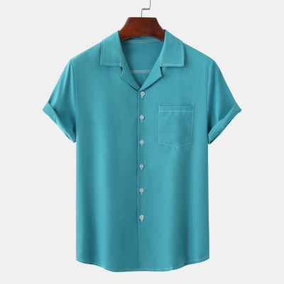 Férfi Harajuku Cukorka Ingek Nyári Jégselyem Kényelmes Kubai Camp Gallér Beach Camisa Hawaiana Pár ruházat Hippi utcai viselet