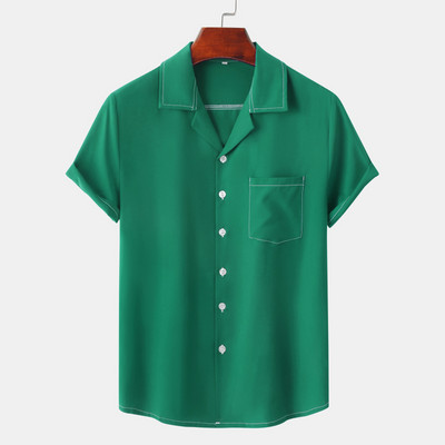 Férfi Harajuku Cukorka Ingek Nyári Jégselyem Kényelmes Kubai Camp Gallér Beach Camisa Hawaiana Pár ruházat Hippi utcai viselet