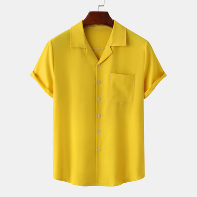 Férfi Harajuku Cukorka Ingek Nyári Jégselyem Kényelmes Kubai Camp Gallér Beach Camisa Hawaiana Pár ruházat Hippi utcai viselet