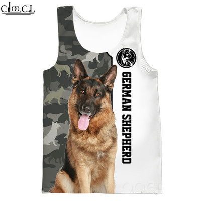 CLOOCL Maiuri pentru bărbați Ciobănesc german Animal 3D Vesta cu model stil Hip-Hop Streetwear Fashion Fitness Pulover fără mâneci