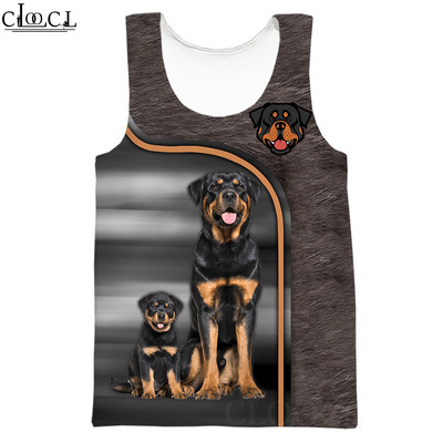 CLOOCL vīriešu topi Vācu aitu suņa dzīvnieku 3D raksta veste Hip-hop stila ielu apģērbi Modes fitnesa džemperi bez piedurknēm
