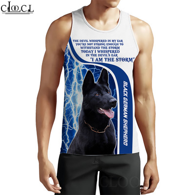 CLOOCL vīriešu topi Vācu aitu suņa dzīvnieku 3D raksta veste Hip-hop stila ielu apģērbi Modes fitnesa džemperi bez piedurknēm