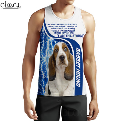 CLOOCL vīriešu topi Vācu aitu suņa dzīvnieku 3D raksta veste Hip-hop stila ielu apģērbi Modes fitnesa džemperi bez piedurknēm