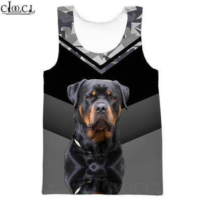 CLOOCL vīriešu topi Vācu aitu suņa dzīvnieku 3D raksta veste Hip-hop stila ielu apģērbi Modes fitnesa džemperi bez piedurknēm