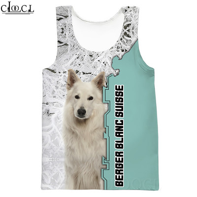 CLOOCL vīriešu topi Vācu aitu suņa dzīvnieku 3D raksta veste Hip-hop stila ielu apģērbi Modes fitnesa džemperi bez piedurknēm