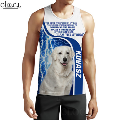 CLOOCL vīriešu topi Vācu aitu suņa dzīvnieku 3D raksta veste Hip-hop stila ielu apģērbi Modes fitnesa džemperi bez piedurknēm