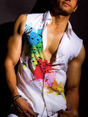 Vyriški marškiniai be rankovių liemenė 3D skaitmenine spauda be rankovių trumpomis rankovėmis vaivorykštės dryžuoti Havajų marškiniai, 2023 m. Nauji