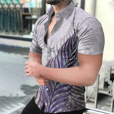 Καλοκαιρινό κοντομάνικο πουκάμισο παραλίας Ανδρικό μονόστομο πέτο Ψηφιακό 3D printed Top Cardigan Daily Casual Boyfriend πουκάμισο με ρούχα