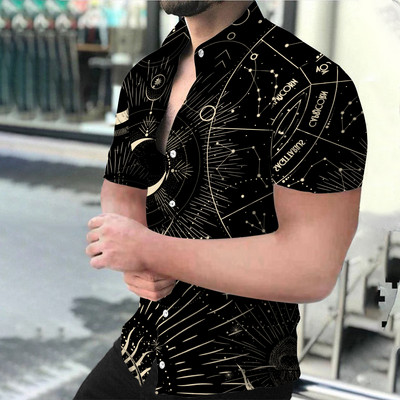 Καλοκαιρινό κοντομάνικο πουκάμισο παραλίας Ανδρικό μονόστομο πέτο Ψηφιακό 3D printed Top Cardigan Daily Casual Boyfriend πουκάμισο με ρούχα