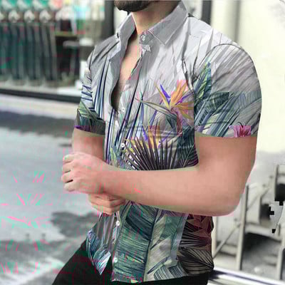 Καλοκαιρινό κοντομάνικο πουκάμισο παραλίας Ανδρικό μονόστομο πέτο Ψηφιακό 3D printed Top Cardigan Daily Casual Boyfriend πουκάμισο με ρούχα