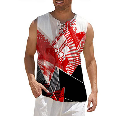 Kokvilnas vīriešu bezpiedurkņu aukliņas ar V veida kakla izgriezumu bez piedurknēm T-krekls vasaras jūrmalā Beach Street ikdienas krekli Sporta zāle Slim Tank Top