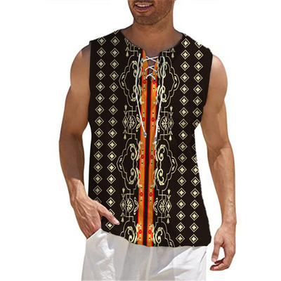 Kokvilnas vīriešu bezpiedurkņu aukliņas ar V veida kakla izgriezumu bez piedurknēm T-krekls vasaras jūrmalā Beach Street ikdienas krekli Sporta zāle Slim Tank Top