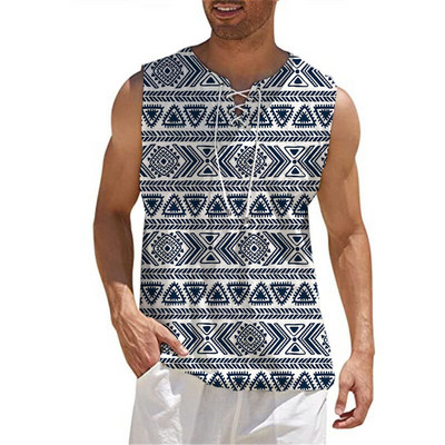 Kokvilnas vīriešu bezpiedurkņu aukliņas ar V veida kakla izgriezumu bez piedurknēm T-krekls vasaras jūrmalā Beach Street ikdienas krekli Sporta zāle Slim Tank Top