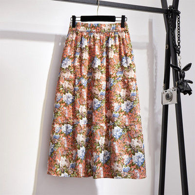 2020. gada jaunums sieviešu vasaras ziedu svārki VD1457. Vintage garie Midi svārki A līnija 5XL 6XL Liela izmēra šifona svārki