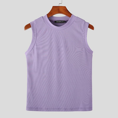 Férfi felsők egyszínű O-nyakú Fitness Ujjatlan nyári alkalmi férfi mellények 2023 Utcai ruházat Divat Férfi ruházat S-5XL INCERUN