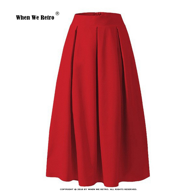 Pavasara vasara, gari svārki ar augstu vidukli VD3729 Sieviešu vintage melni dzelteni zili A līnijas kroku svārki