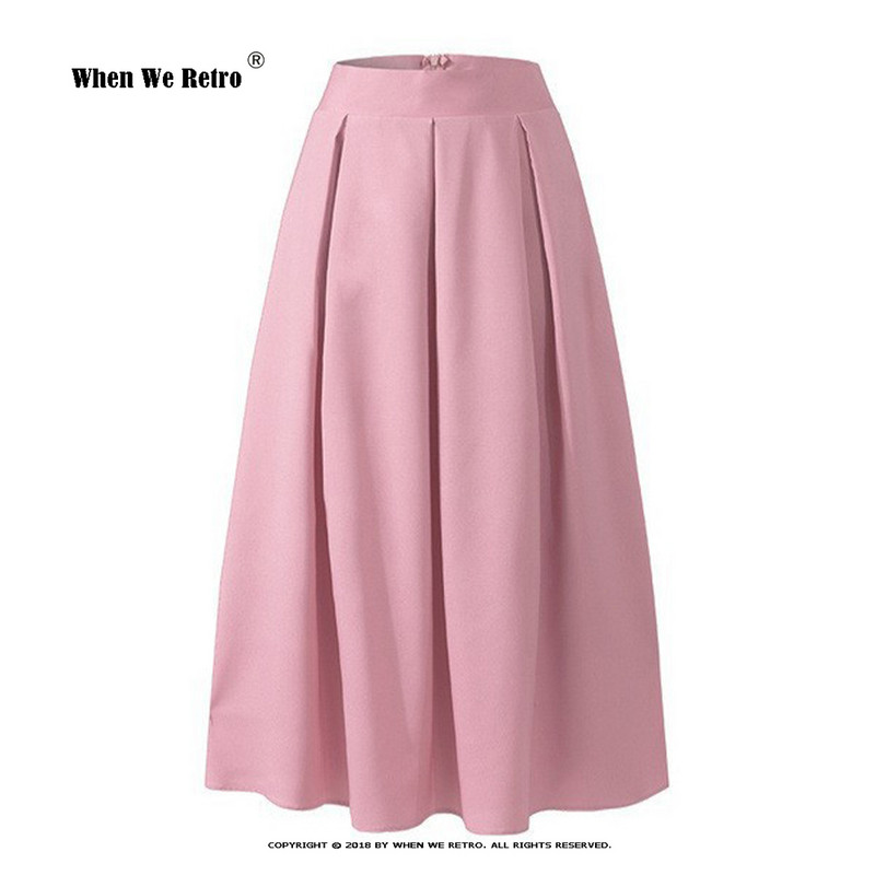 Pavasara vasara, gari svārki ar augstu vidukli VD3729 Sieviešu vintage melni dzelteni zili A līnijas kroku svārki